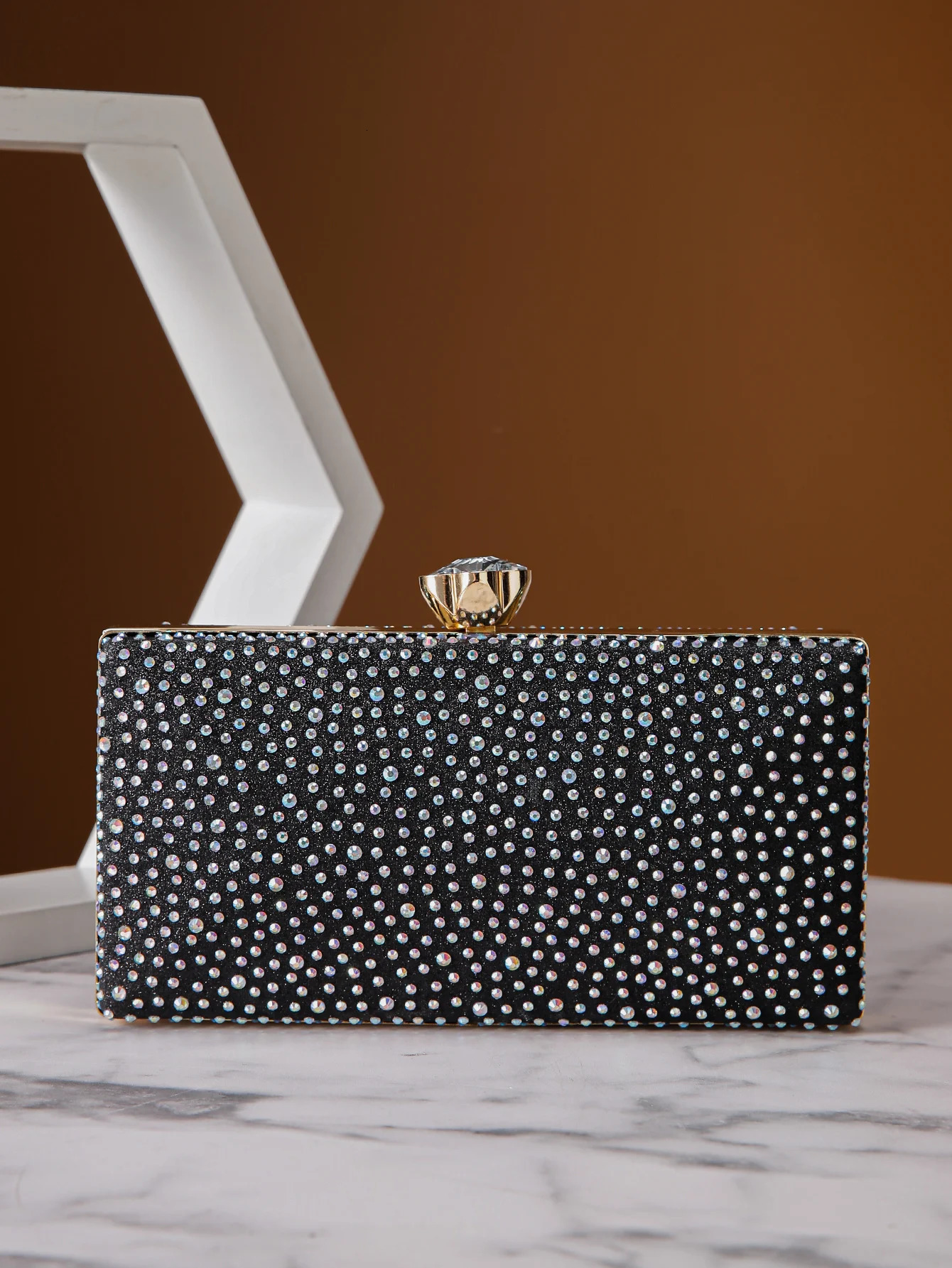 Classic Elegant Mini Square Rhinestone Decor Evening Clutch Bag Clip Womens Dinner Wallet y Prom 251121