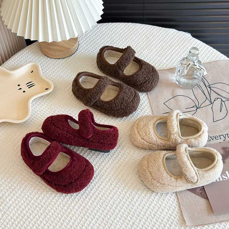 Children Cotton Leather Shoes for Girls 2025 Winter New Fashion Korean Style Soft Bottom Anti-slippery Versatile Princess ShoesW251121