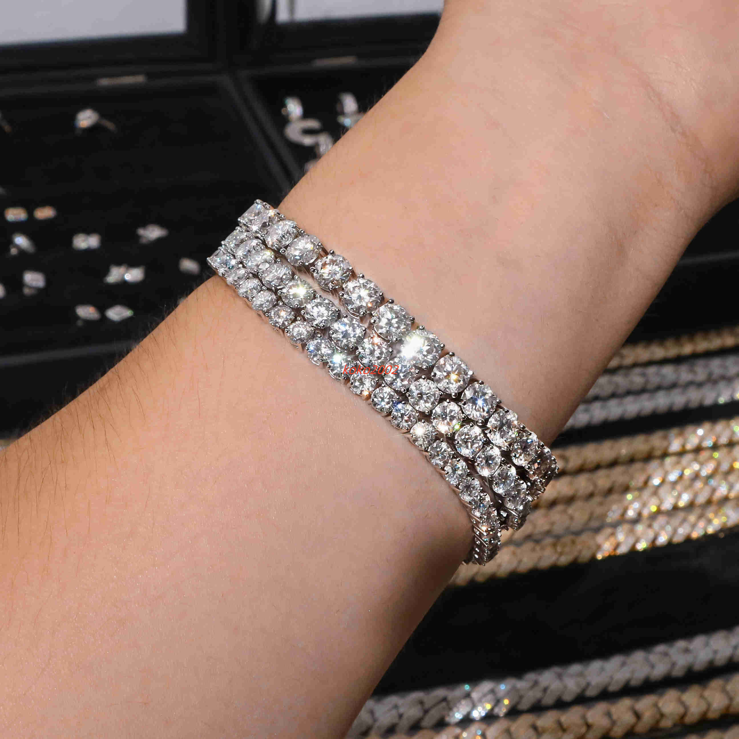 4MM Moissanite Bracelet Iced Out Jewelry S925 Silver White Gold Plated VVS Diamond Moissanite Tennis Bracelet