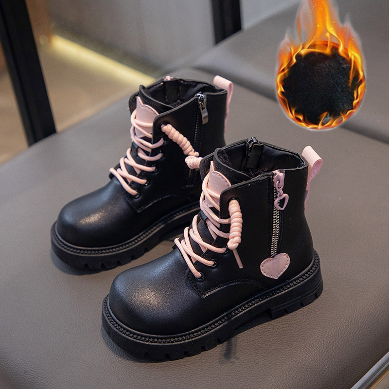 New designer shoes Girls Martin Boots Autumn Winter Children s Warm Boots Stylish Fashion Single Boots Fleece Lined Leather Boots Short Boots Trendy