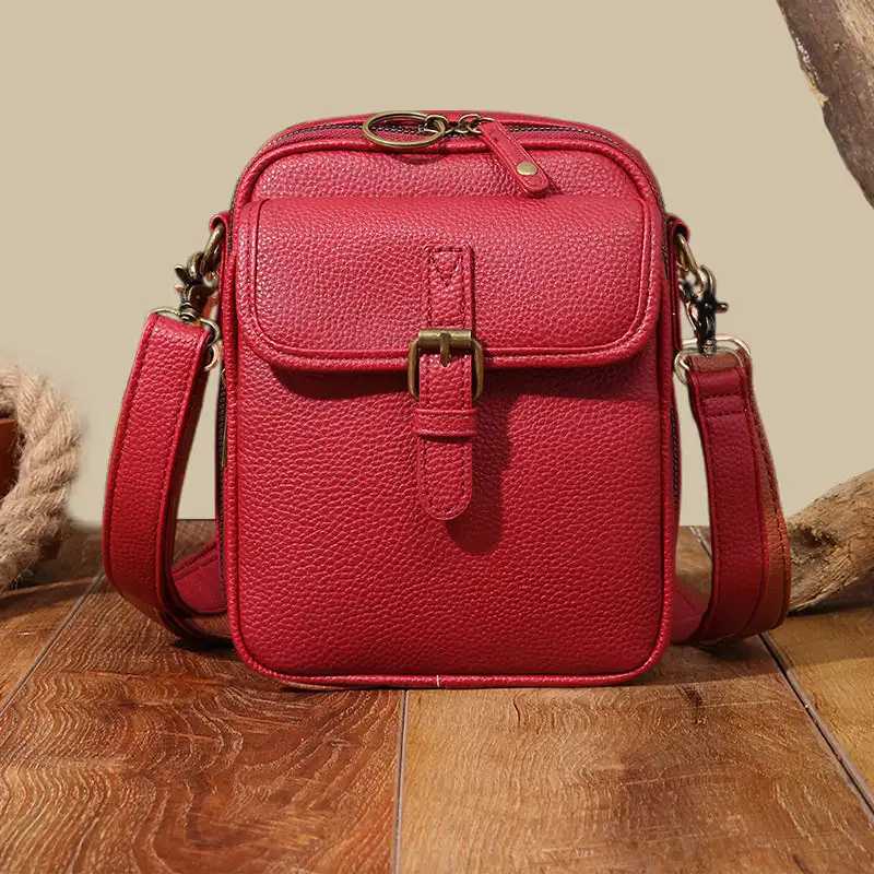 Fashion Crossbody Leather Bag Double Layer Vintage Large Capacity Messenger Bag Faux Leather Built in Purse Anti Theft Bag Y251121