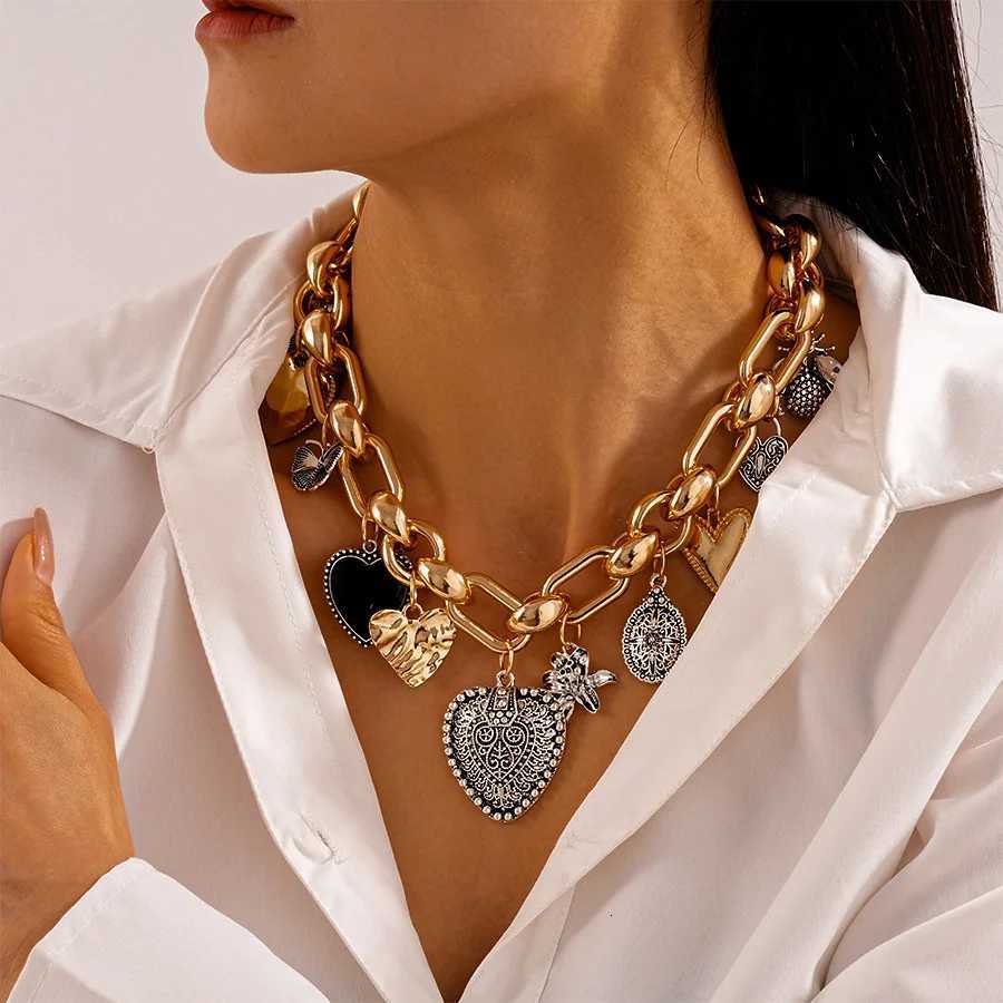 Womens Fashion Heart Pendant Necklace ZAA Jewelry Gold Plated Cube Chain Necklace Female Punk Accessories Birthday GiftsXJ251121