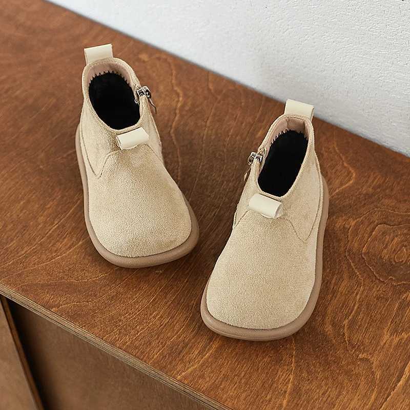 Autumn Winter Children Casual Shoes for Baby Boys Girls Boots Oxford Suede Plush Kids Ankle Boots Outdoor Anti-slip Infant ShoesW251121