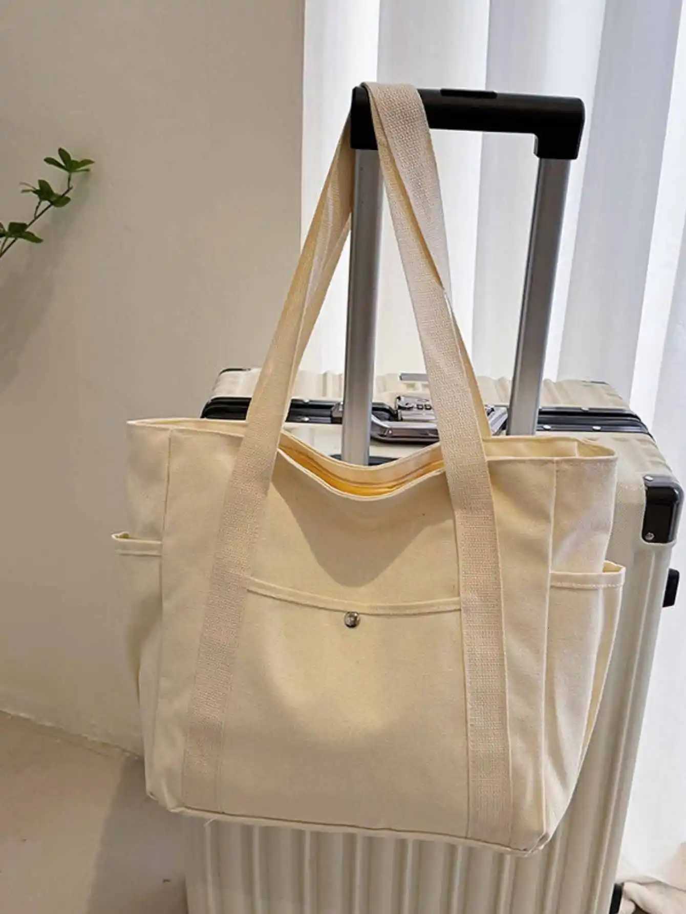 Large Capacity Canvas Tote Bags for Work Commuting Carrying Bag College Style Student Outfit Book Shoulder Bag Shopping BagT251121