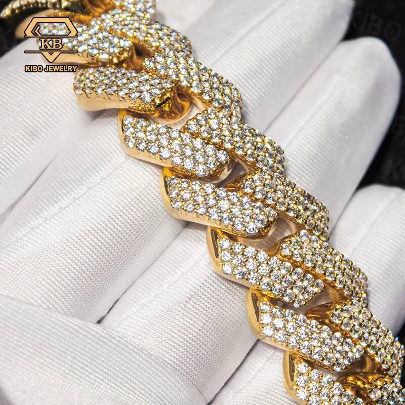 Real Pure 10K 14K Solid Gold Cuban Link Chain for Mens Hip Hop Iced Out Moissanite Cuban Link Necklace Miami Chains