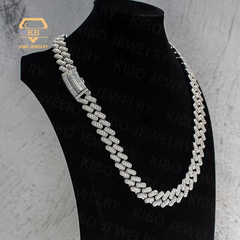 Hip Hop Chains Jewelry for Men 15mm Clustered Real Moissanite Big Diamonds Cuban Link Chain 925 Silver Necklace Iced Out Chain