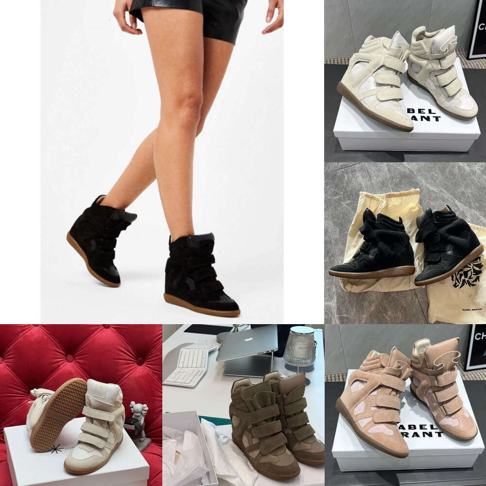 New Luxury Designer Women Fashion wedge High Heel Ankle Boots Round Toe Sneakers Height Increasing Flat Wedge High-Top Casual Black Sports boots womens casual shoes
