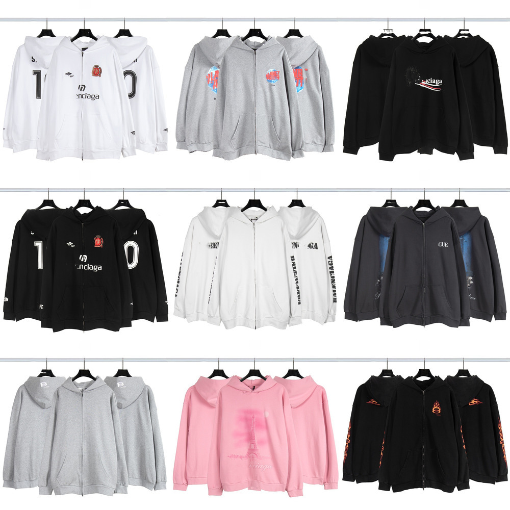 Designer Paris hoodies mens Sweatshirts Embroidered Letter B Autumn Winter New Double Circle Embroidery Hooded Zipper hoody jackets Loose Outerwear a3