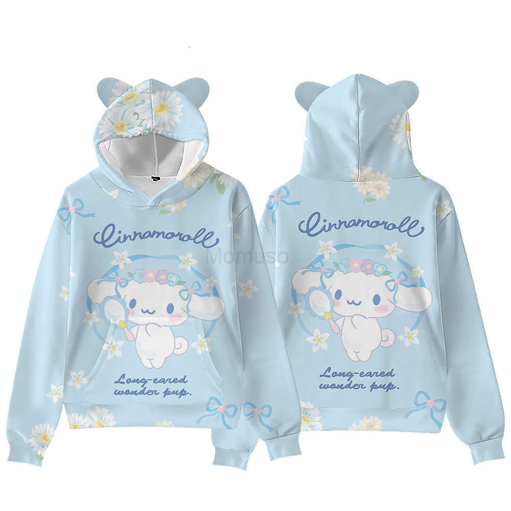 Sanrio 3D New Big-Eared Dog Cinnamoroll Cat Ear Hoodie Digital Print Hooded Sweatshirt for Adults and Children H251121