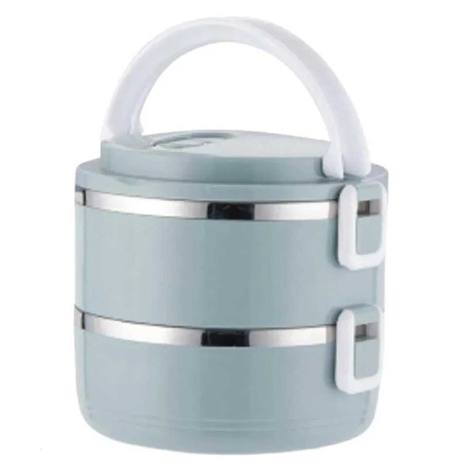 Stainless Steel Lunch Box Multi-Layer Insulation Lunch Box Thermal Food Container Blue Green Bento Box Leak-proof ContainerM251121