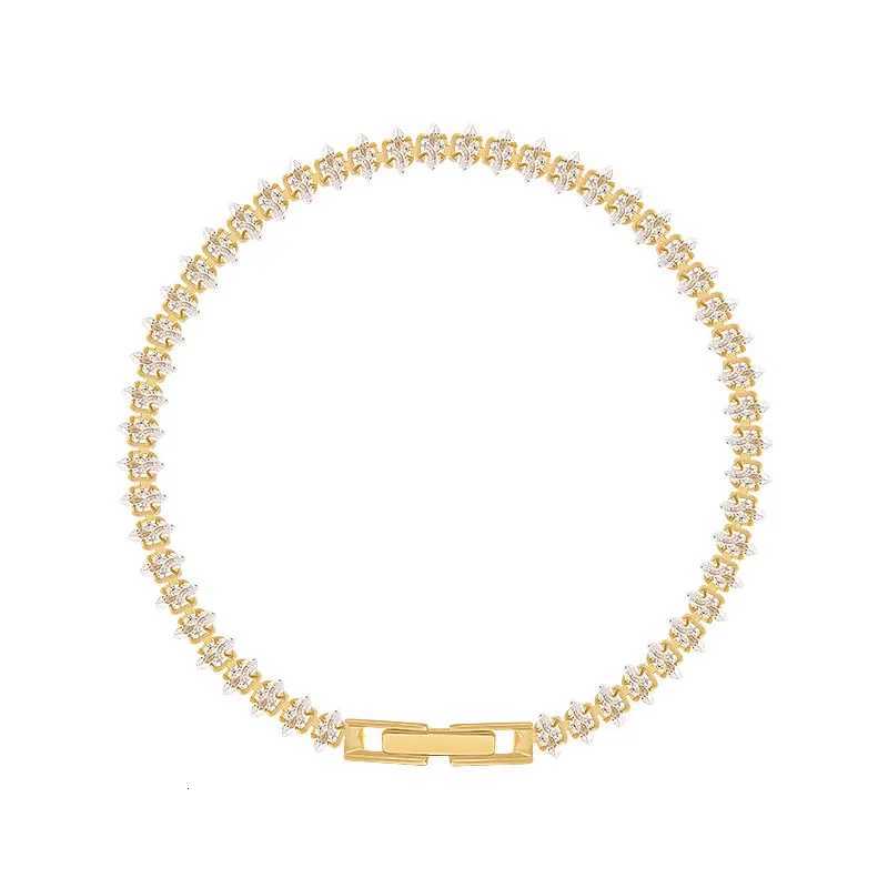 Luxury Roman Crystal Geometric Chain Bracelets for Women Trendy Goth Full Rhinestone Marquise Charm Bracelet Wed Jewelry GiftW251121