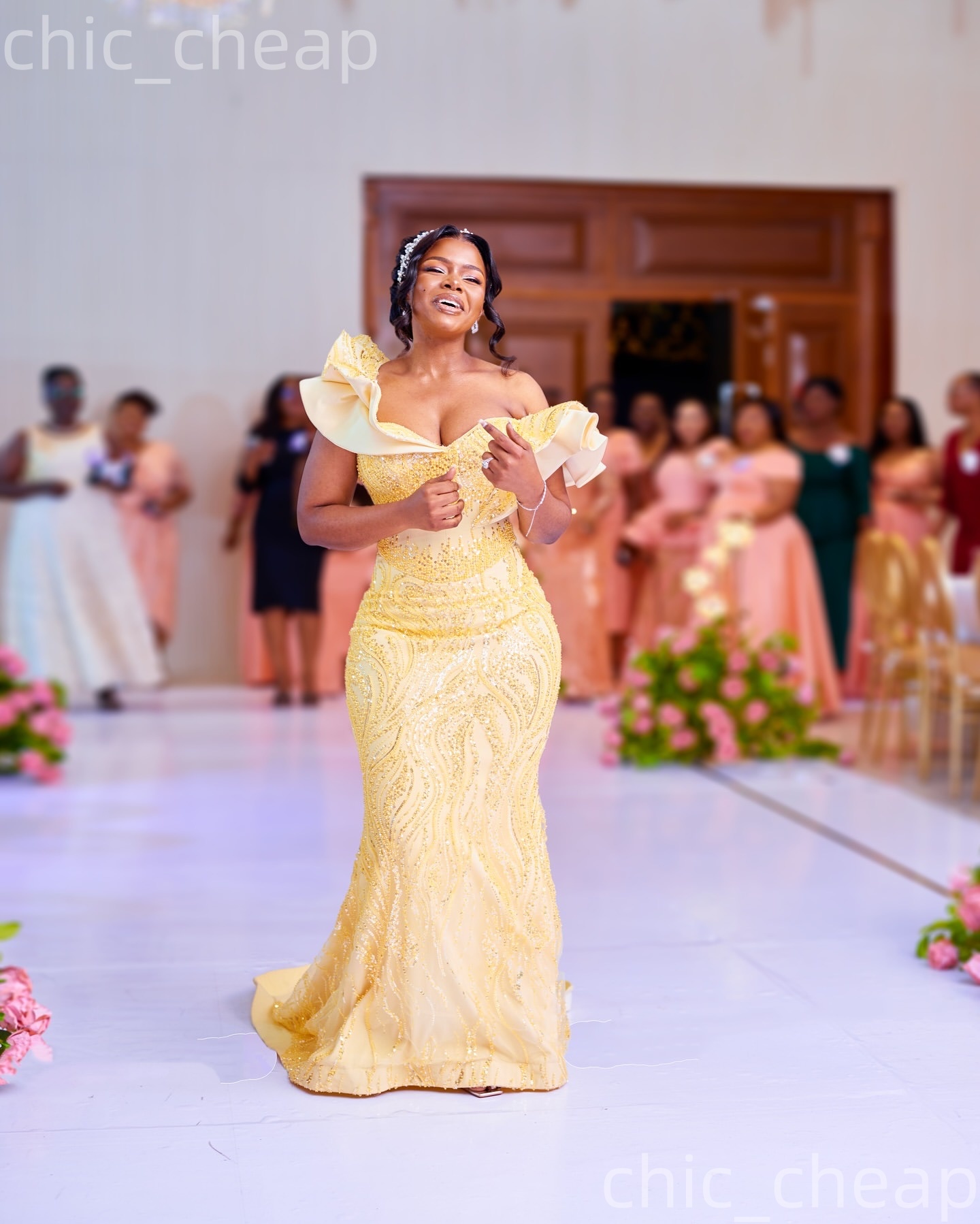 Aso Ebi Cream Mermaid Prom Dresses 2026 Beaded One Shoulder Sequined Evening Formal Party Second Birthday Engagement Gowns Plus Size Dress For Special