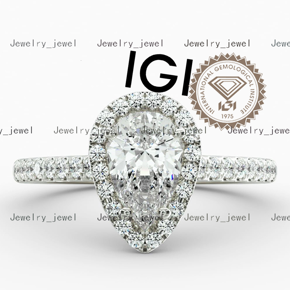 IGI GIA Certified HPHT CVD Lab Grown Pear Cut Diamond 3 2 1 18K 14K 9K Real Gold Jewelry Engagement Wedding Ring for Women