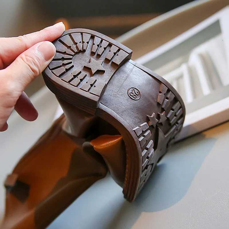 Girls High Boots 2023 Autumn and Spring New Japanese Style Princess Catwalk Leather Shoes Childrens Fashion Simple Non-slip PUW251121