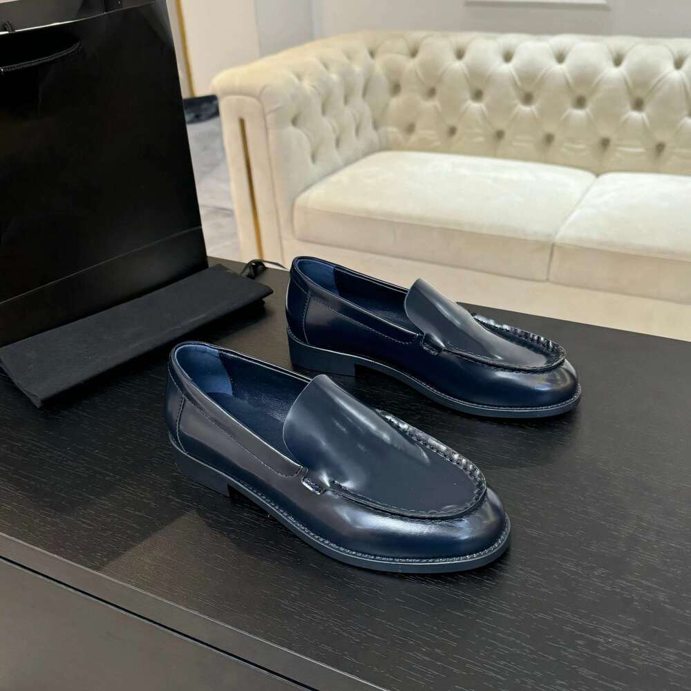 Women Size35-41 Genuine Leather Loafers Low Heels British Style Round Toe Slip On Flats Designer Shoes atillas De Mujer