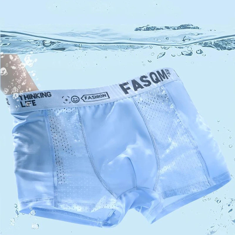 6pieceset Ice Silk Mens Underwear Summer 5A Antibacterial Net Boxing Breathable Four Corner Flat Pants 250417