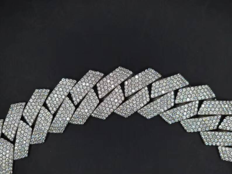 20mm 4 Rows Clasp Moissanite Diamond Cuban Chain 925 Sterling Silver Iced Out Pendant Necklace VVS Moissanite Cuban Link Chain