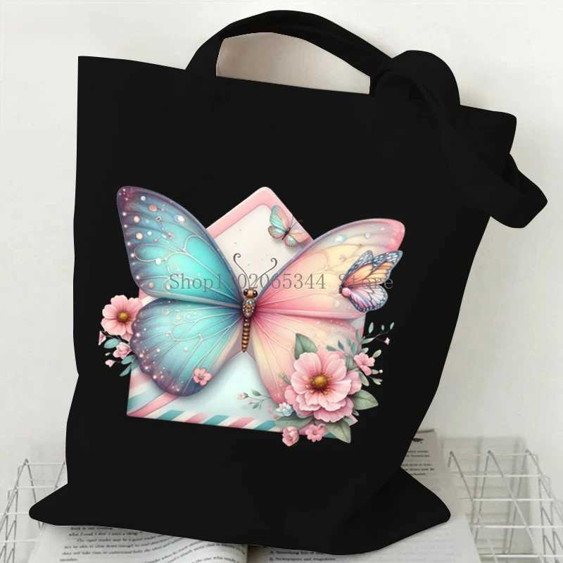 Beautiful Butterfly Print Handbags Women Fashion Aesthetics Tote Travel Foldable Storage Beach Canvas Watercolor Shoulder BagsT251121
