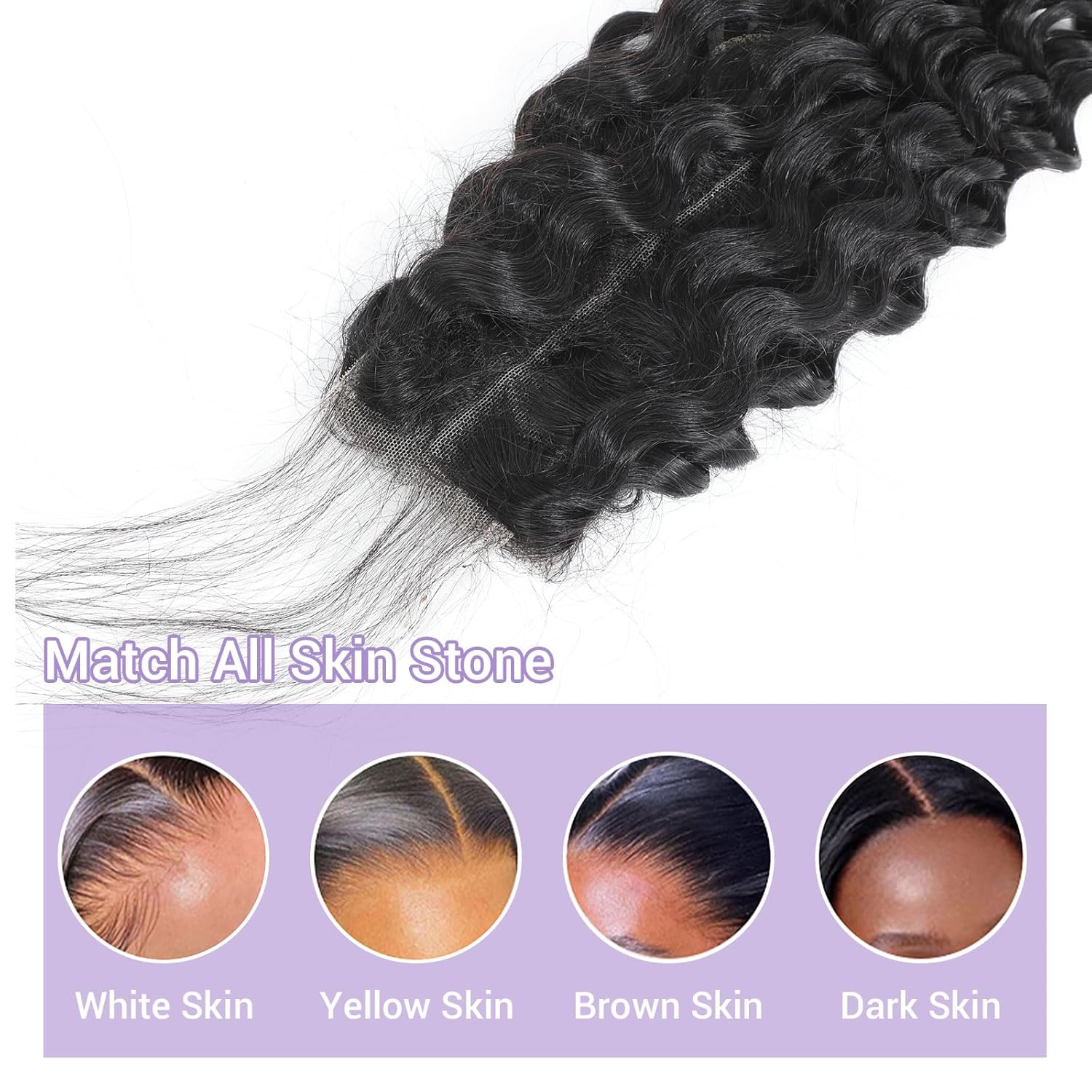 Brazilian Deep Wave Human Hair Weaves 3 Bundles With 2x6 Kardashian Lace Closure Double Weft Dyeable Bleachable 100g/pc