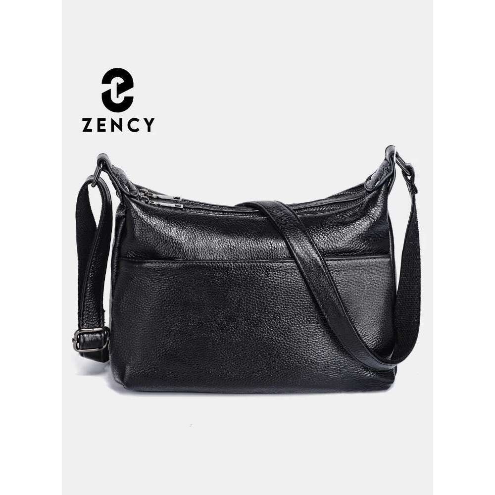 Zency Genuine Leather Fashion Purple Women Shoulder High Quality Elegant Lady Crossbody Bags Black Messenger Bag Trendy Bag