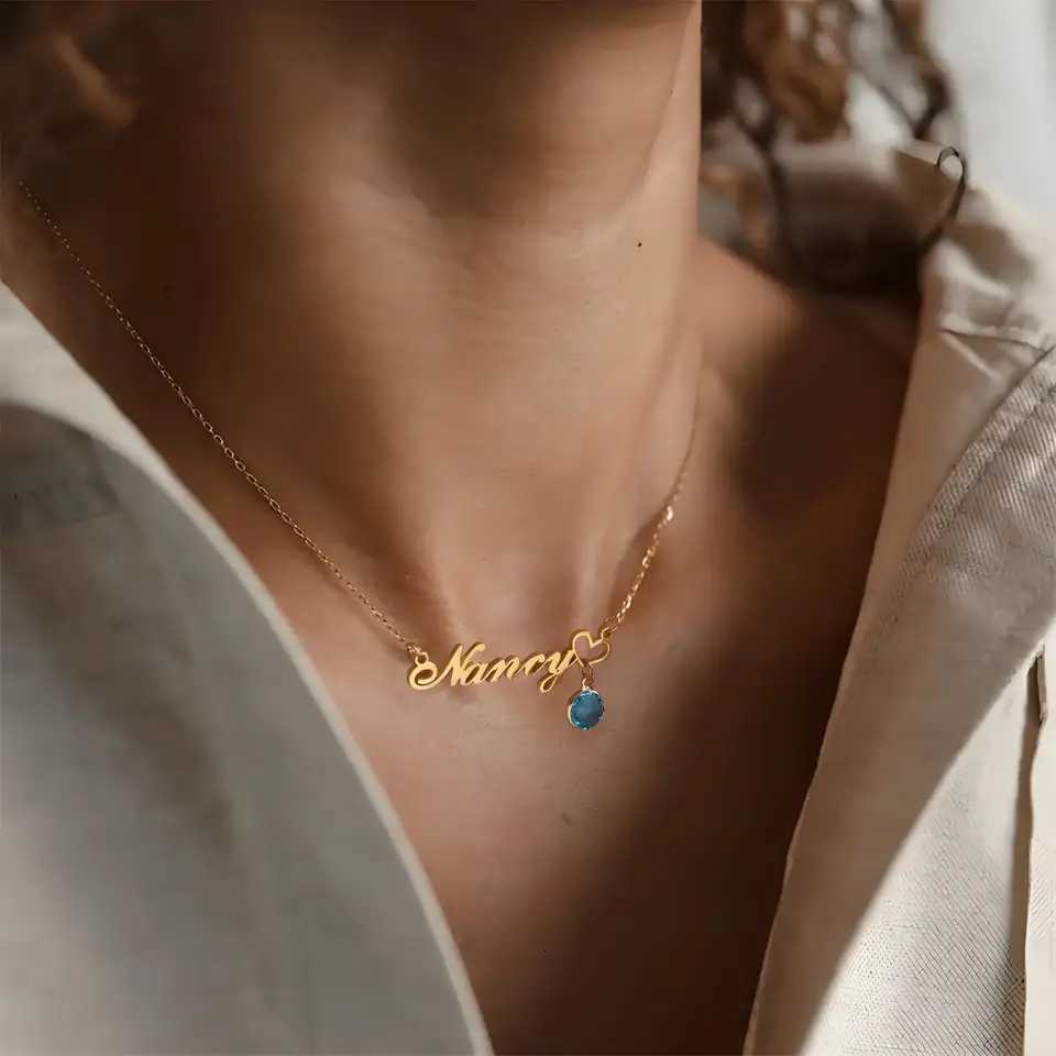 Personalized Gold - Plated Name Necklace with Birthstone Pendant Customizable Jewelry for Women Ideal Gift for OccasionsXJ251121