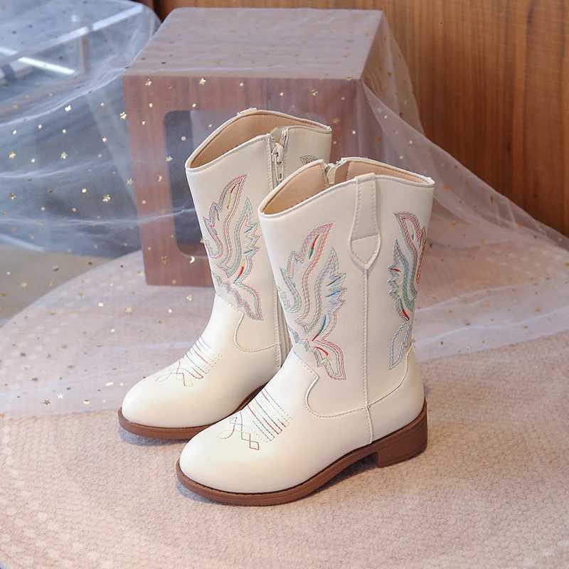 Childrens Fashion Boots 3-18 Years Old Embroidered Boys Girls Western Boots Size 27-36 Fall and Winter Tall Kids Boots ShoesW251121