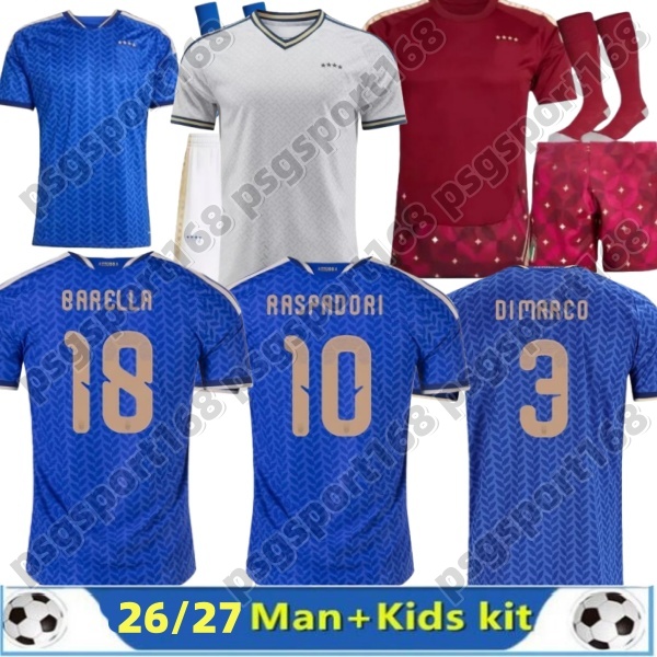 S-4XL 2026 2027 Italia soccer jersey 26 27 World Cup ItAlyS National Team Home Away Fans Player Men kids Football Shirt Kit RETEGUI BARELLA FRATTESI PELLEGRINI GIRELLI