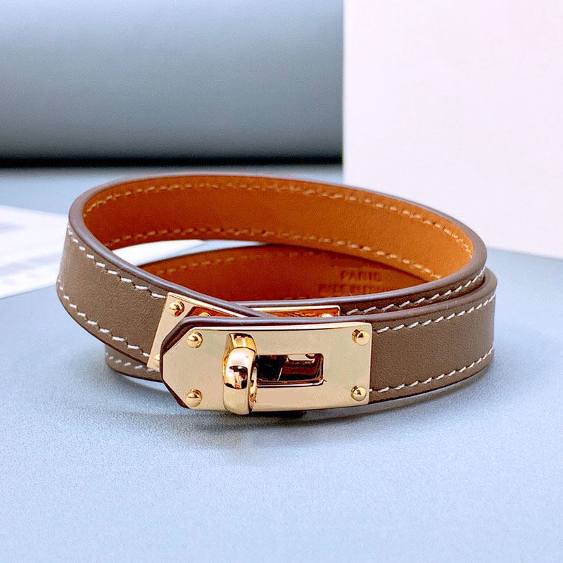 Elegant Women's Genuine Leather Bracelet with Gold & Silver double round
