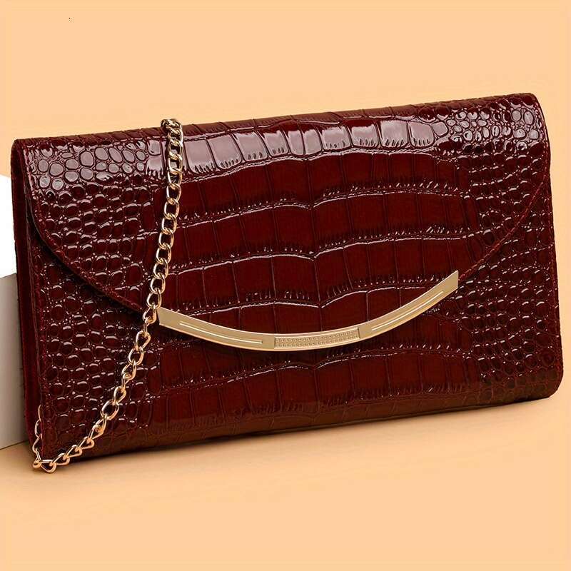 Perfect Lily Women S Magnetic Closure Alligator Texture Handbag With Detachable Crossbody Shoulder Strap Purse Bright Wine Weddings Commuting Elegant 