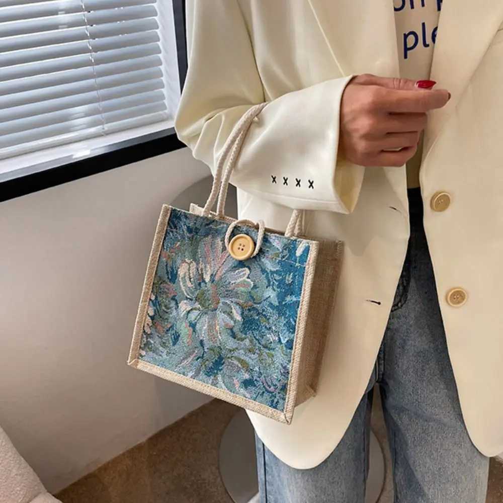 Printed Ethnic Style Canvas Bag Portable Large Capacity Linen Handbag Storage Bag Tote Bag Printing Cloth Lunch Bag ShoppingT251121