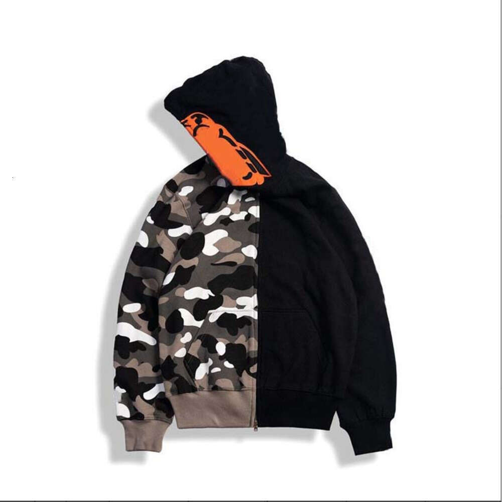 Bapehooys Jackets Designer Quality Cotton Coat Camouflage Sweatshirts Sharks Head Pattern Jacket Zipper Hoodie Microfiber Jacket Hoodie Long Sleeve 1B3