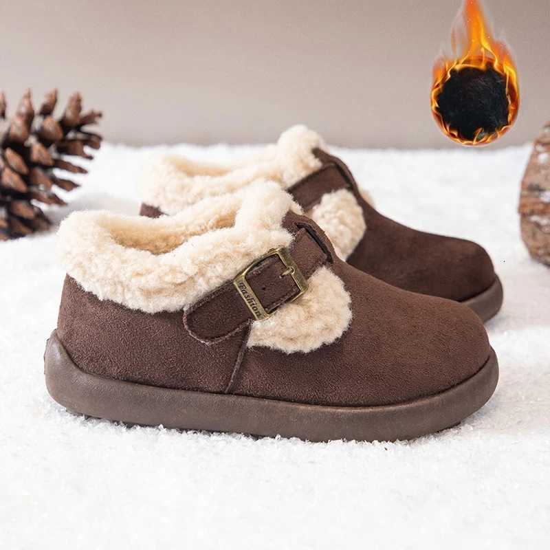 Childrens Snow Boots 3-18 Years Old Light Brown Padded Thickened Boys Girls Cotton Shoes Lightweight Non-slip Kids Short BootsW251121