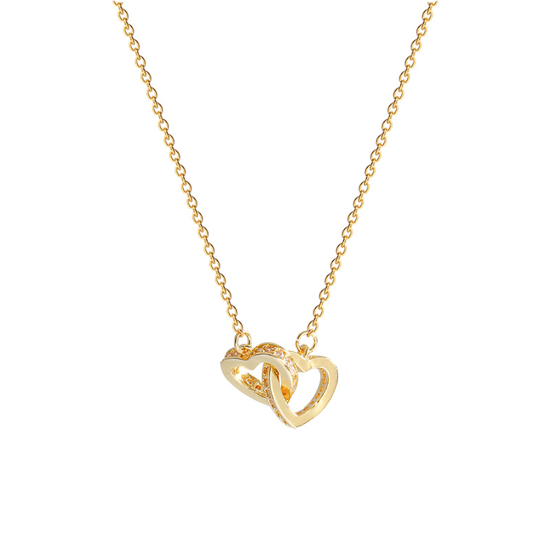 Double loop heart clavicle chain light moissanite chain designer necklace designer necklace for woman diamond chain luxury jewelry women mens necklace - view 6