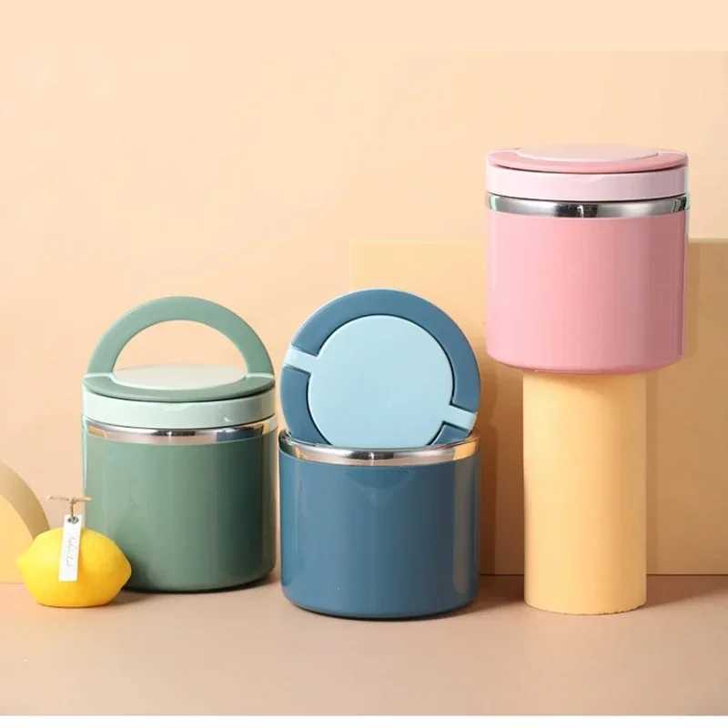630/1000MLWith Handle Portable Soup Bowl Thermal Storage Container Sealed Bento Box Insulated Lunch Box Portable Lunch BoxM251121