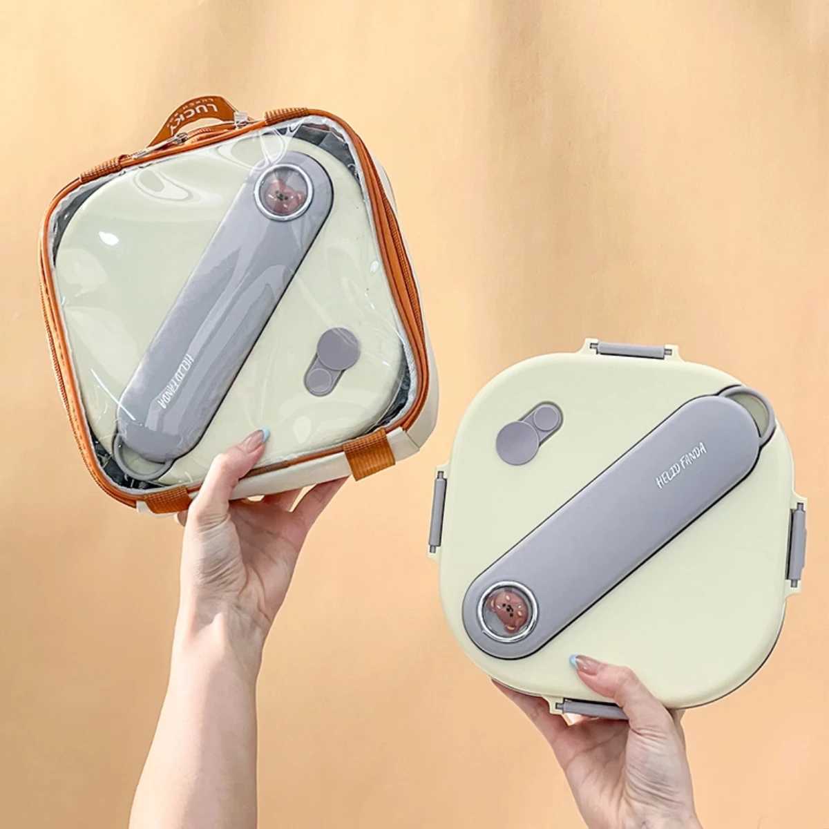 WORTHBUY 3/4 Compartments 304 Stainless Steel Square Lunch Box For Kids Portable Large Capacity Sealed Bneto Box With CutleryM251121