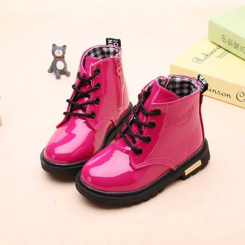 Children Ankle Shoes PU Leather Waterproof Tide Kids Rubber Boots Girls Boys Fashion Boots Anti-Slippery Spring Autumn 2024W251121