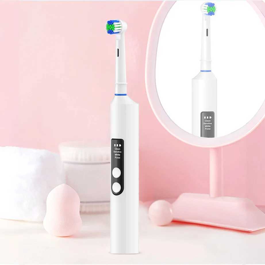Round head electric toothbrush rotating visual electric toothbrush display automatic rechargeable adult couple men and women gif C251121