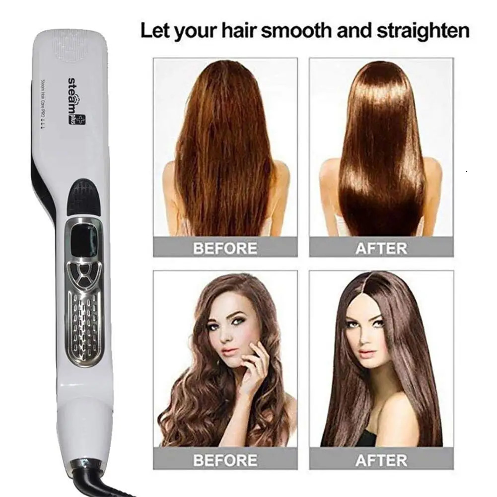 Professional Hair Straightener Steam Flat Iron Straightening Brush Electric Hair Brushes Ceramic Tourmaline Vapor Straighteners 251113