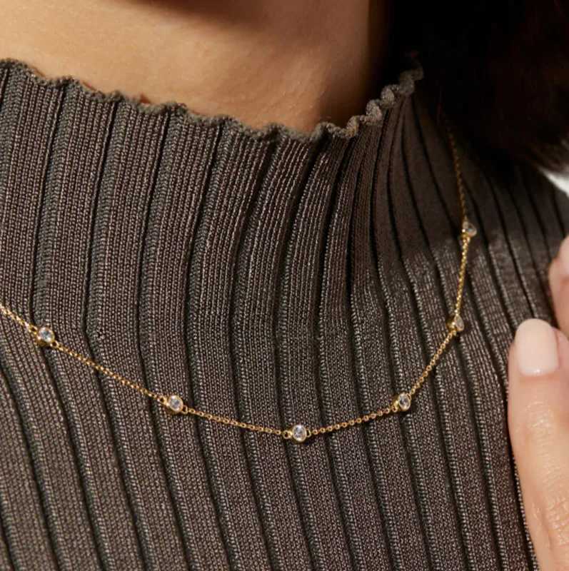 LUXUKISSKIDS Round Cubic Zircon Charms Long Necklace Woman Fashion Choker Stars Moon Elegant Chain No Fade Premium Fariy JewelryXJ251121