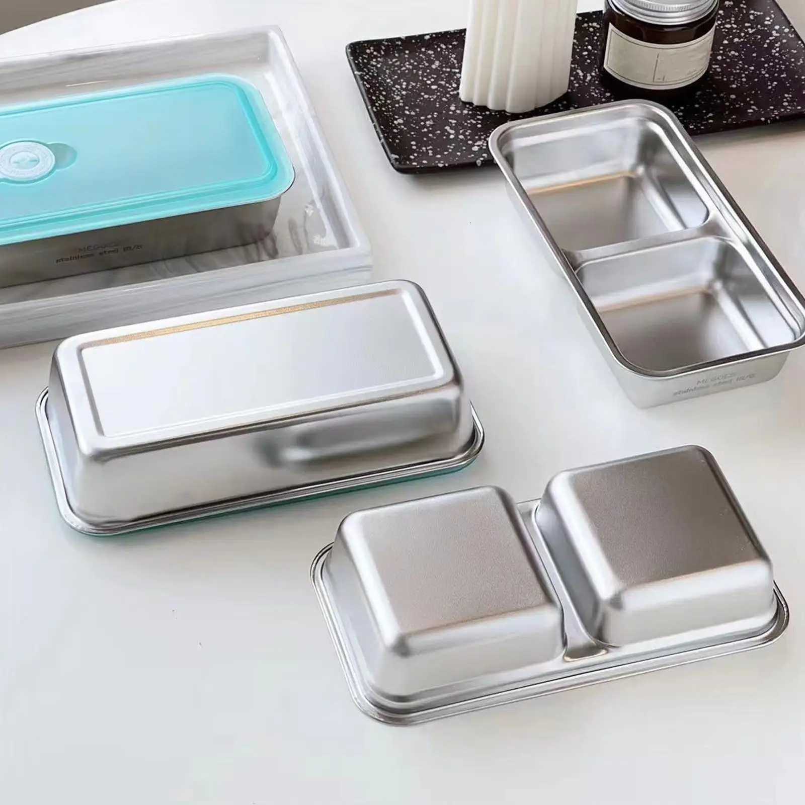Stainless Steel Snack Containers Double Compartment Reusable Snack Containers Leak-proof Lunch Boxes For Outdoor Camping PicnicM251121