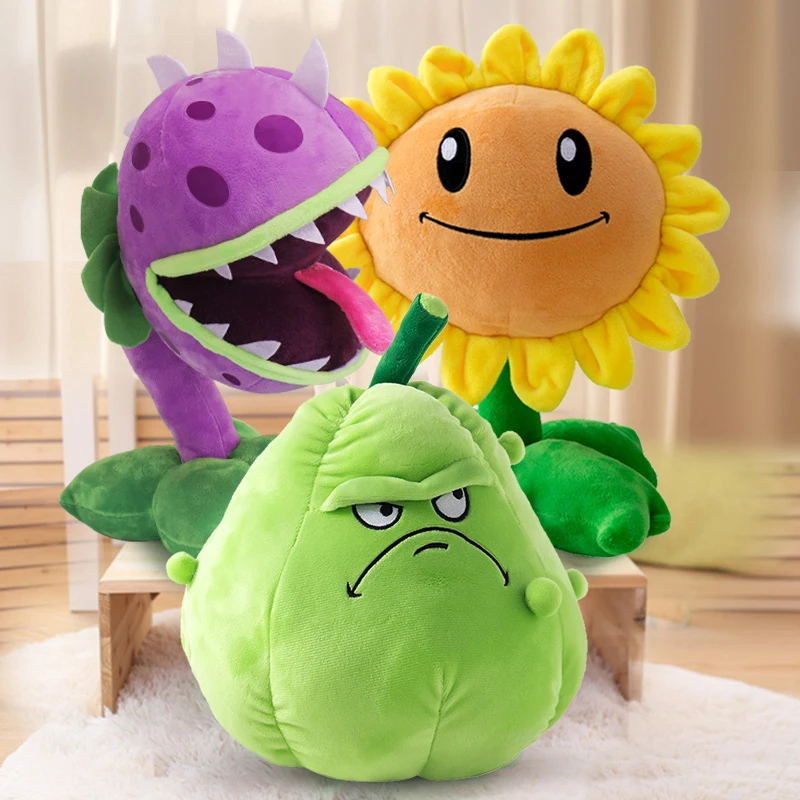 Plants Vs Zombies 2 Licensed Sunflower Peashooter Coconut Plush Set with Pillow Non-Toxic Kawaii Bulk Stock Kids Christmas Party Favors Gifts