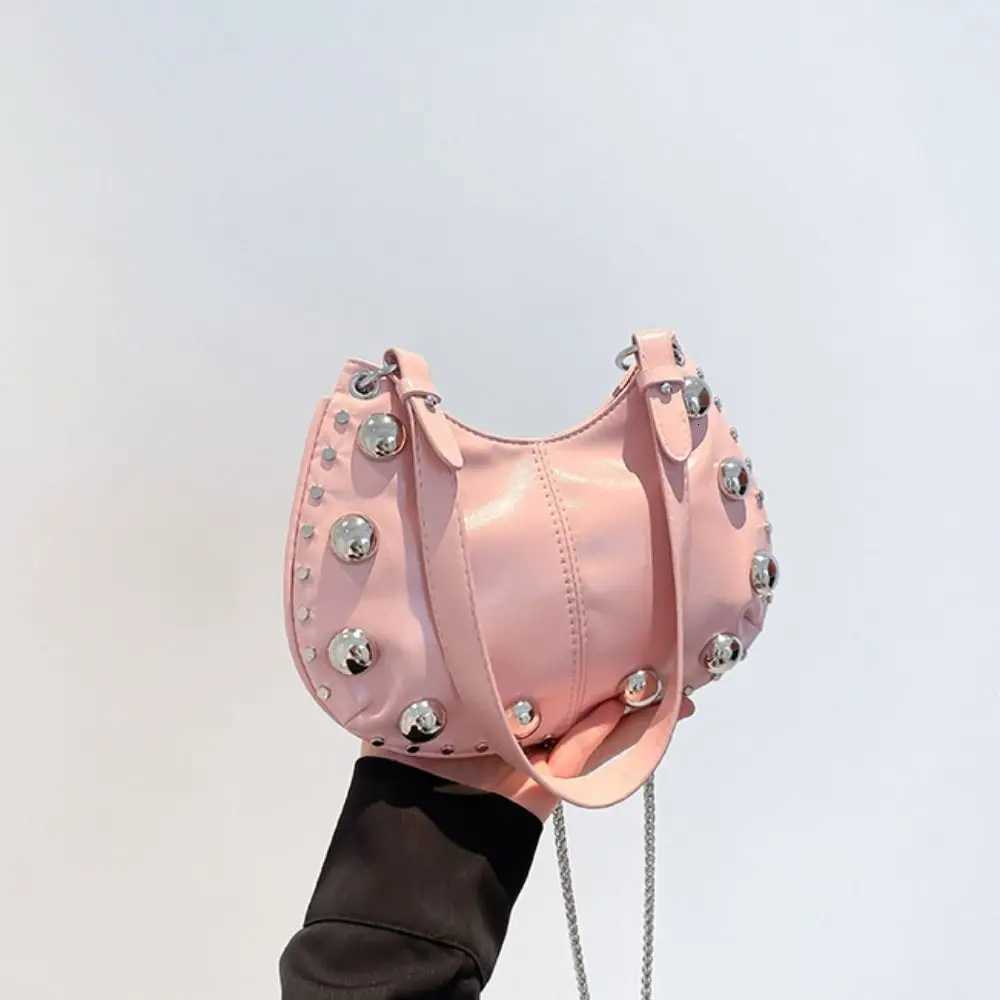 Cute Crossbody Bag Rivets PU Underarm Bag Small Pack Solid Color Punk Style Handbags Korean Style Brown Shoulder Bag GiftT251121