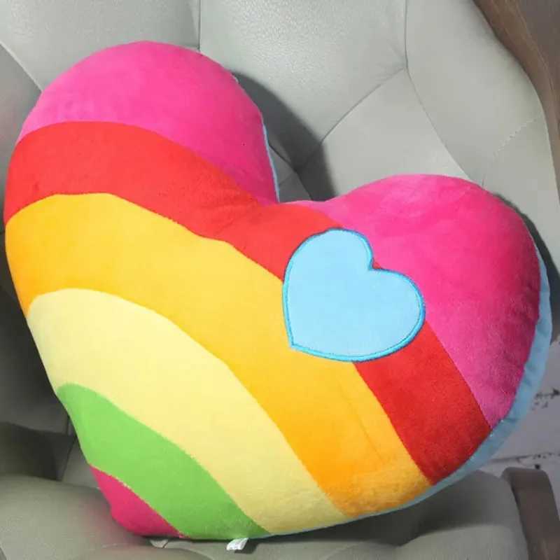 Creative Rainbow Heart-shaped Cushion-Fluffy Soft Plush Sofa Smooth Fabric Couple Loving Cloud for Home Decoration C251121