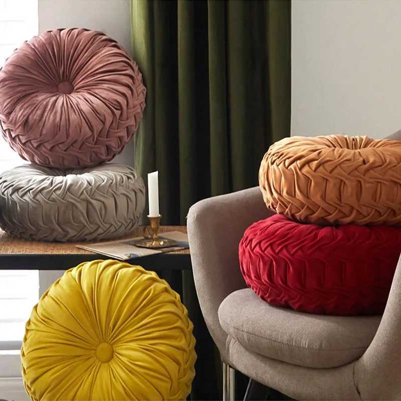 Throw Hand Sewn Pleated 3D Dutch Velvet Pumpkin Backrest Waist Lumbar Support Cushion Mat For Sofa Bed Floor Office Chair C251121