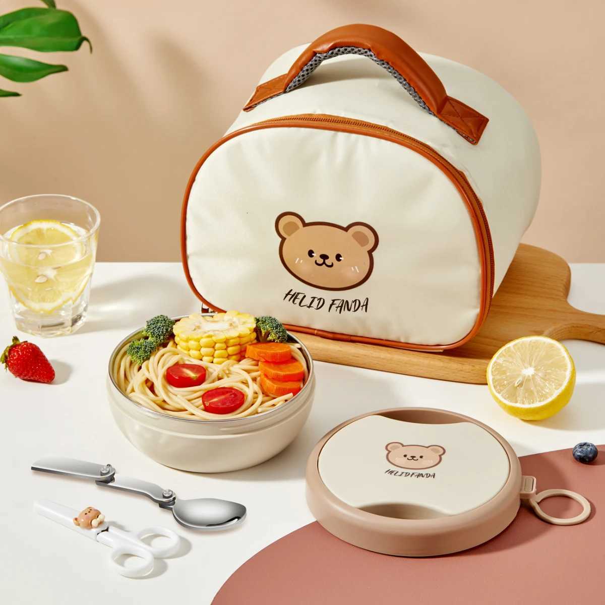 WORTHBUY 304 Stainless Steel Lunch Box With Folding Cutlery Picnic Portable Sealed Fruit Salad Food Container For Kids StudentsM251121