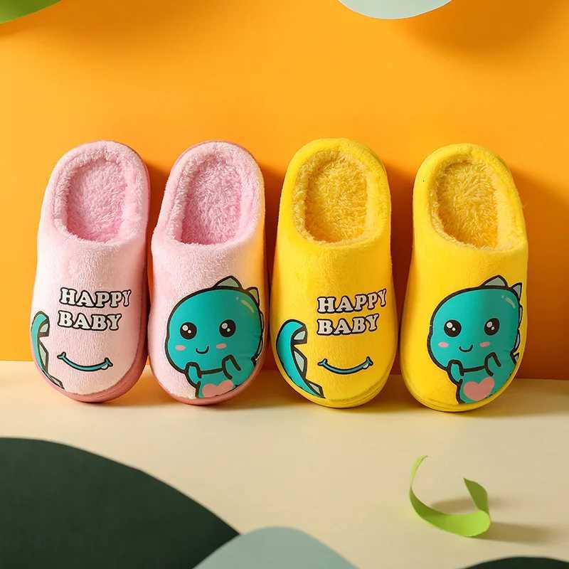Cute Cartoon Dinosaur Slippers Fall Winter Warm Plush Indoor Home Shoes Unisex Half Slipper Fabric Insole Lining Cozy FootwearW251121