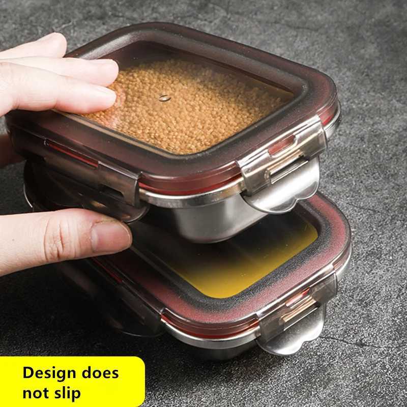 304 Stainless Steel Food Lunch Bento Box Sealed Leakproof Travel Storage Box Household Pickle Box Microwave Heating LunchboxsM251121