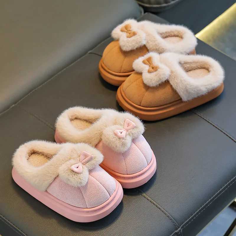 KidsCasual Shoes Ankle Boots Bow Cotton Solid Color Winter Shoes For Girls Anti-slip Warm Pink Beige Shoes Size 17cm-22cmW251121