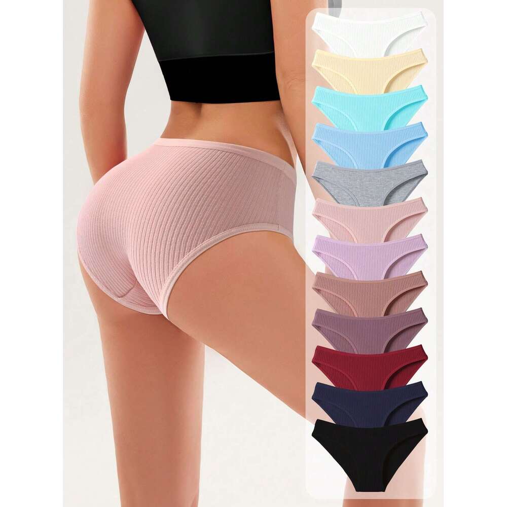 12pcsSoft Cotton Comfort: Juniors Gerie Seamless High-Waisted Underwear for Young Women
