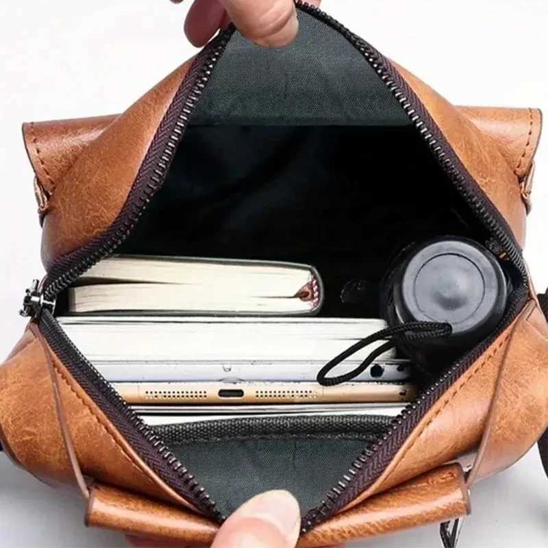 Shoulder Bag Mens Casual Crossbody Briefcase Backpack Business Vertical Leather Business Flap Solid Color Messenger BagT251121